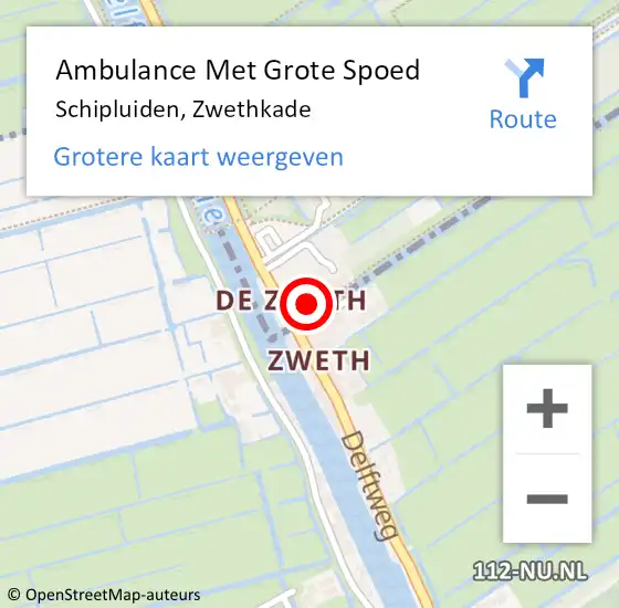 Locatie op kaart van de 112 melding: Ambulance Met Grote Spoed Naar Schipluiden, Zwethkade op 19 oktober 2014 14:11