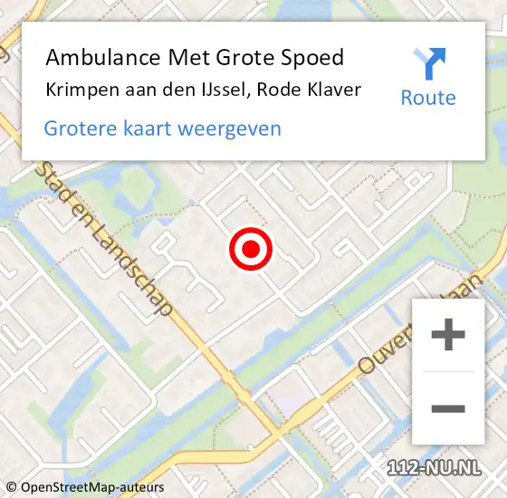 Locatie op kaart van de 112 melding: Ambulance Met Grote Spoed Naar Krimpen aan den IJssel, Rode Klaver op 9 september 2024 13:02