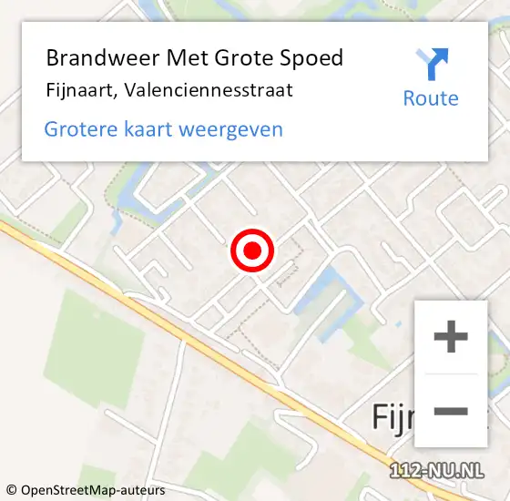 Locatie op kaart van de 112 melding: Brandweer Met Grote Spoed Naar Fijnaart, Valenciennesstraat op 9 september 2024 13:04