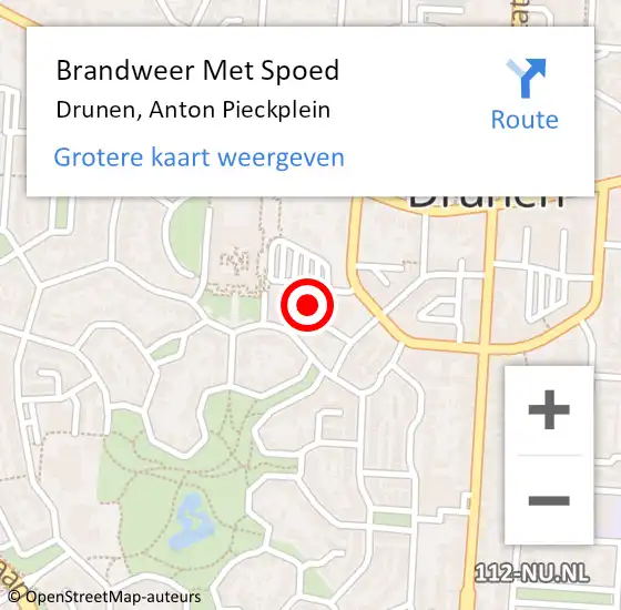 Locatie op kaart van de 112 melding: Brandweer Met Spoed Naar Drunen, Anton Pieckplein op 9 september 2024 13:22