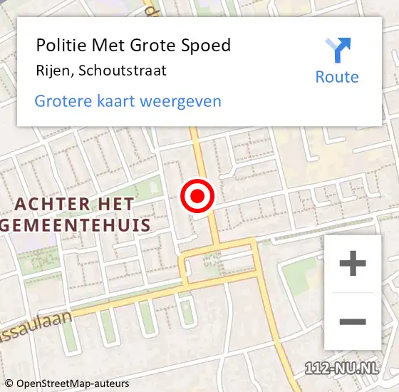 Locatie op kaart van de 112 melding: Politie Met Grote Spoed Naar Rijen, Schoutstraat op 9 september 2024 13:28