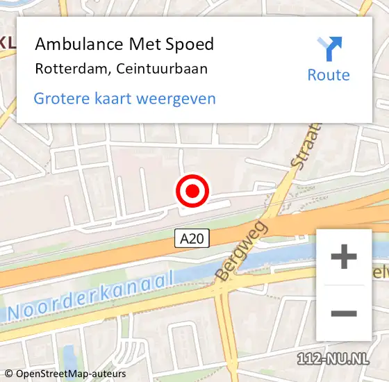 Locatie op kaart van de 112 melding: Ambulance Met Spoed Naar Rotterdam, Ceintuurbaan op 9 september 2024 13:35