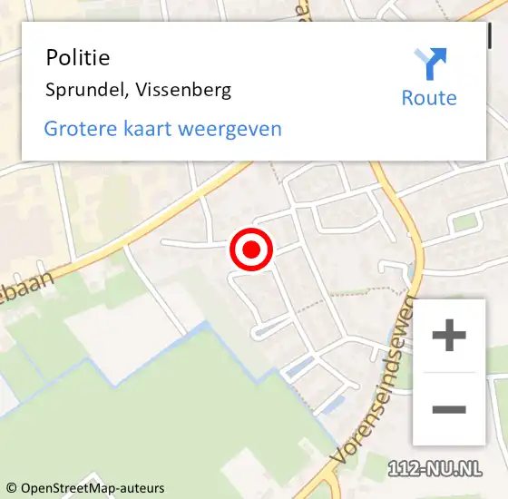 Locatie op kaart van de 112 melding: Politie Sprundel, Vissenberg op 9 september 2024 13:38