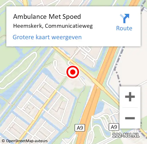 Locatie op kaart van de 112 melding: Ambulance Met Spoed Naar Heemskerk, Communicatieweg op 9 september 2024 13:42