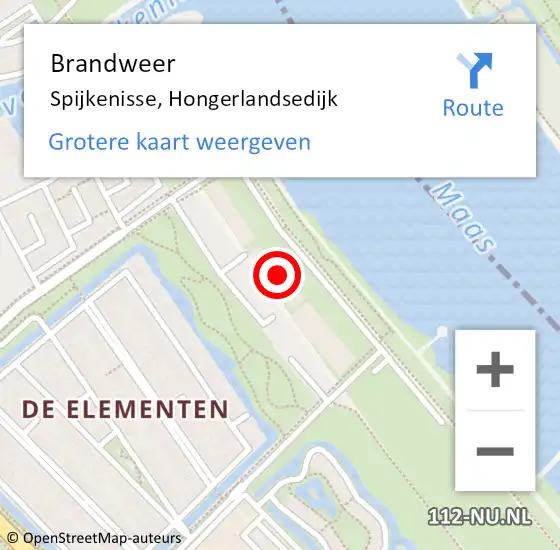 Locatie op kaart van de 112 melding: Brandweer Spijkenisse, Hongerlandsedijk op 9 september 2024 14:06