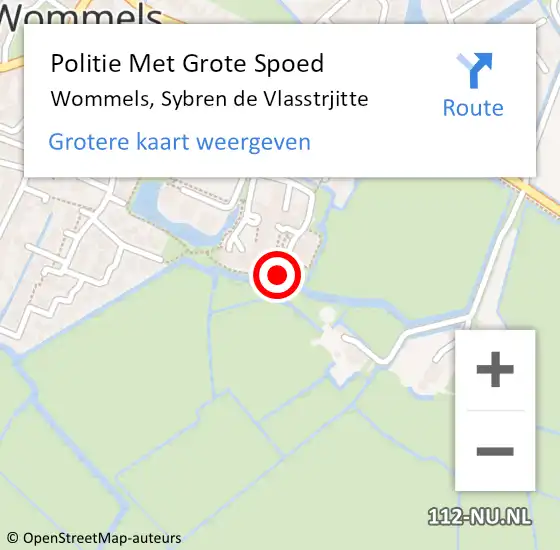 Locatie op kaart van de 112 melding: Politie Met Grote Spoed Naar Wommels, Sybren de Vlasstrjitte op 9 september 2024 14:08