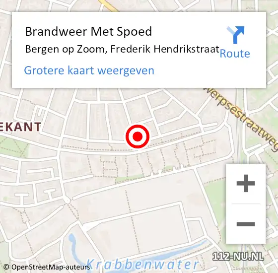 Locatie op kaart van de 112 melding: Brandweer Met Spoed Naar Bergen op Zoom, Frederik Hendrikstraat op 9 september 2024 14:11