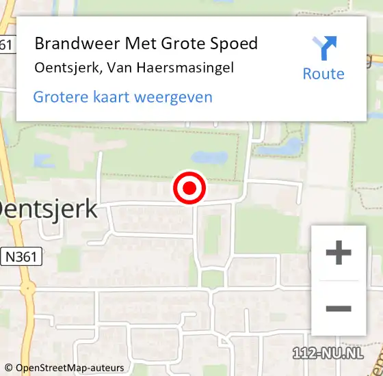 Locatie op kaart van de 112 melding: Brandweer Met Grote Spoed Naar Oentsjerk, Van Haersmasingel op 9 september 2024 14:18