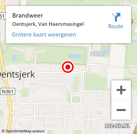 Locatie op kaart van de 112 melding: Brandweer Oentsjerk, Van Haersmasingel op 9 september 2024 14:19