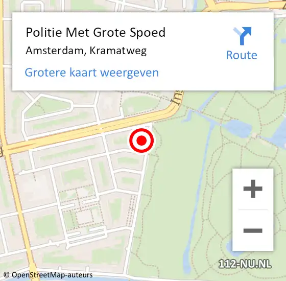 Locatie op kaart van de 112 melding: Politie Met Grote Spoed Naar Amsterdam, Kramatweg op 9 september 2024 14:19