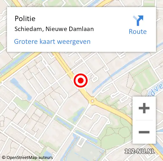 Locatie op kaart van de 112 melding: Politie Schiedam, Nieuwe Damlaan op 9 september 2024 14:22