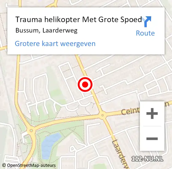 Locatie op kaart van de 112 melding: Trauma helikopter Met Grote Spoed Naar Bussum, Laarderweg op 9 september 2024 14:26