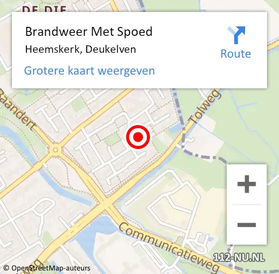 Locatie op kaart van de 112 melding: Brandweer Met Spoed Naar Heemskerk, Deukelven op 9 september 2024 14:26