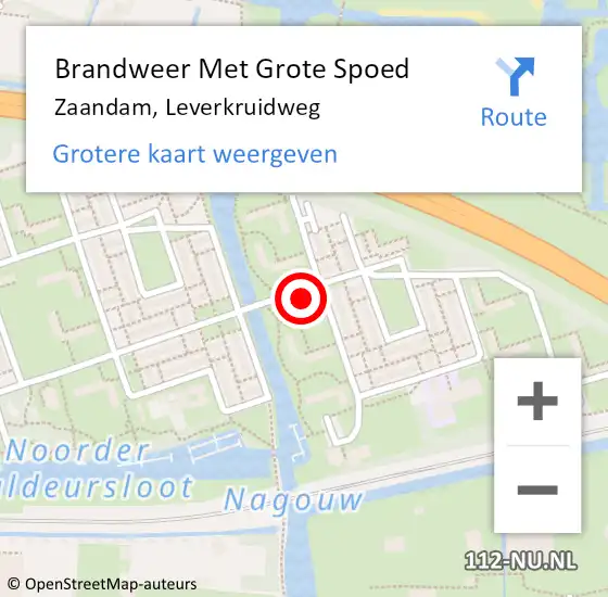 Locatie op kaart van de 112 melding: Brandweer Met Grote Spoed Naar Zaandam, Leverkruidweg op 9 september 2024 14:31