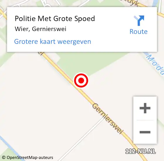 Locatie op kaart van de 112 melding: Politie Met Grote Spoed Naar Wier, Gernierswei op 9 september 2024 14:32