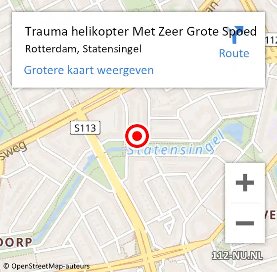 Locatie op kaart van de 112 melding: Trauma helikopter Met Zeer Grote Spoed Naar Rotterdam, Statensingel op 9 september 2024 14:44