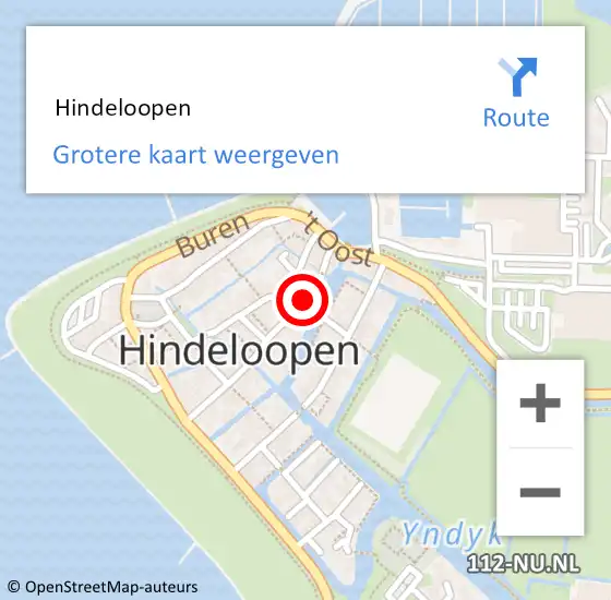 Locatie op kaart van de 112 melding:  Hindeloopen op 9 september 2024 14:45