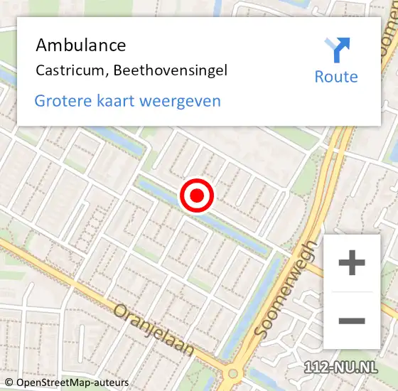 Locatie op kaart van de 112 melding: Ambulance Castricum, Beethovensingel op 9 september 2024 14:53