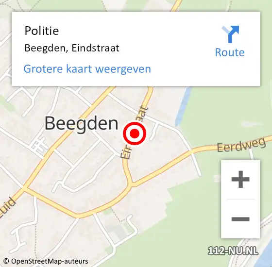 Locatie op kaart van de 112 melding: Politie Beegden, Eindstraat op 9 september 2024 14:57