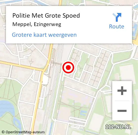 Locatie op kaart van de 112 melding: Politie Met Grote Spoed Naar Meppel, Ezingerweg op 9 september 2024 15:02