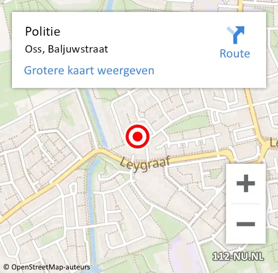 Locatie op kaart van de 112 melding: Politie Oss, Baljuwstraat op 9 september 2024 15:06