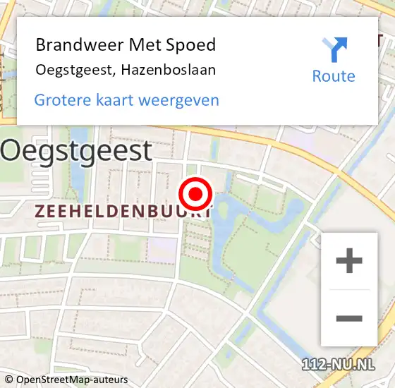 Locatie op kaart van de 112 melding: Brandweer Met Spoed Naar Oegstgeest, Hazenboslaan op 9 september 2024 15:11