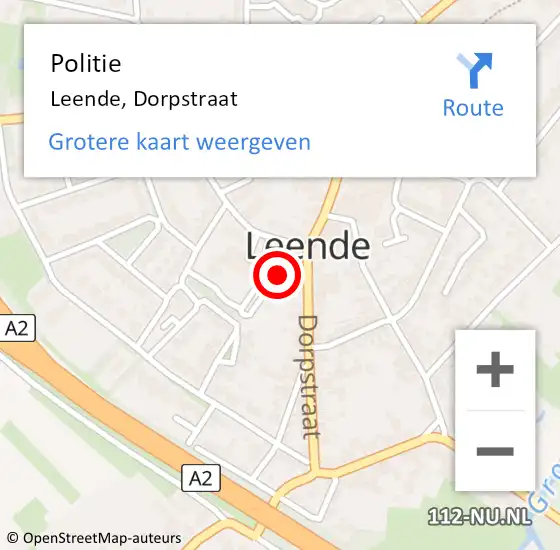 Locatie op kaart van de 112 melding: Politie Leende, Dorpstraat op 9 september 2024 15:25