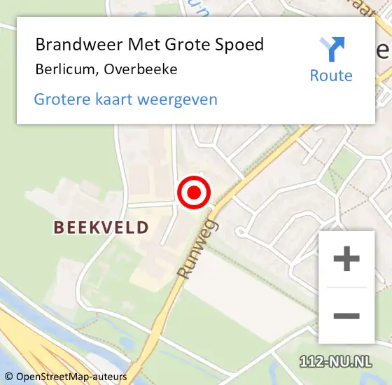 Locatie op kaart van de 112 melding: Brandweer Met Grote Spoed Naar Berlicum, Overbeeke op 9 september 2024 15:31