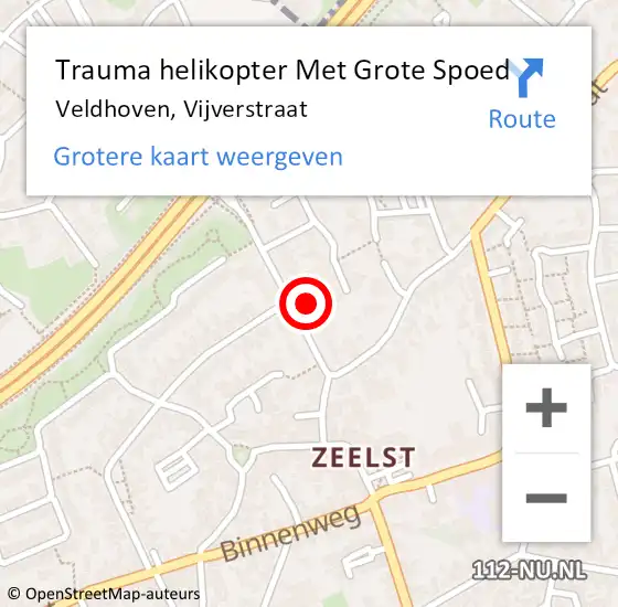 Locatie op kaart van de 112 melding: Trauma helikopter Met Grote Spoed Naar Veldhoven, Vijverstraat op 9 september 2024 15:36