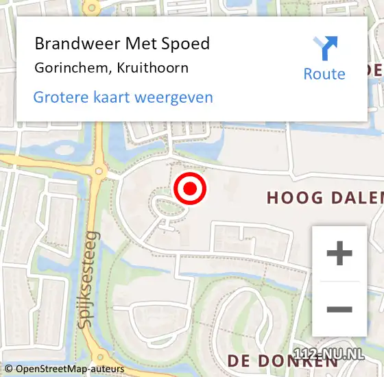 Locatie op kaart van de 112 melding: Brandweer Met Spoed Naar Gorinchem, Kruithoorn op 9 september 2024 15:41