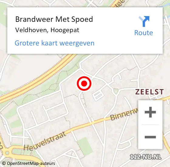 Locatie op kaart van de 112 melding: Brandweer Met Spoed Naar Veldhoven, Hoogepat op 9 september 2024 15:56