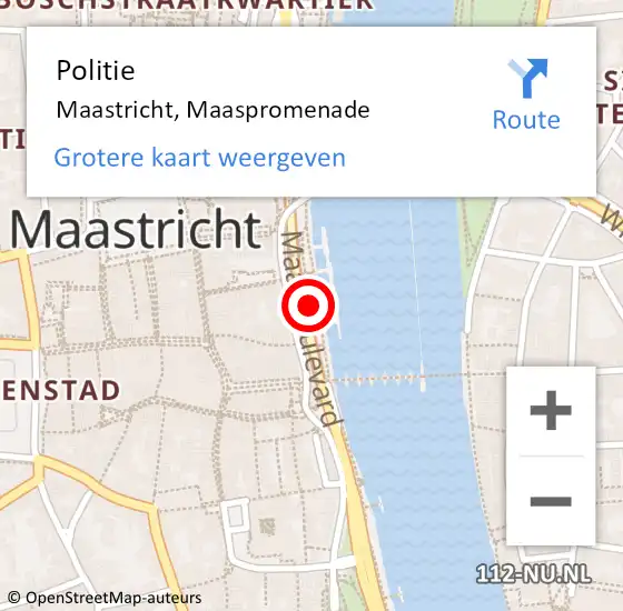 Locatie op kaart van de 112 melding: Politie Maastricht, Maaspromenade op 9 september 2024 15:56