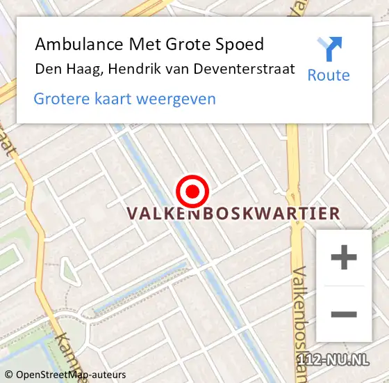 Locatie op kaart van de 112 melding: Ambulance Met Grote Spoed Naar Den Haag, Hendrik van Deventerstraat op 9 september 2024 15:58