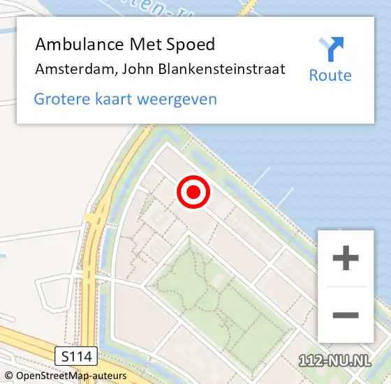 Locatie op kaart van de 112 melding: Ambulance Met Spoed Naar Amsterdam, John Blankensteinstraat op 9 september 2024 16:00