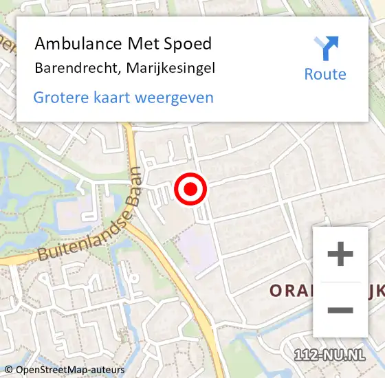 Locatie op kaart van de 112 melding: Ambulance Met Spoed Naar Barendrecht, Marijkesingel op 9 september 2024 16:06