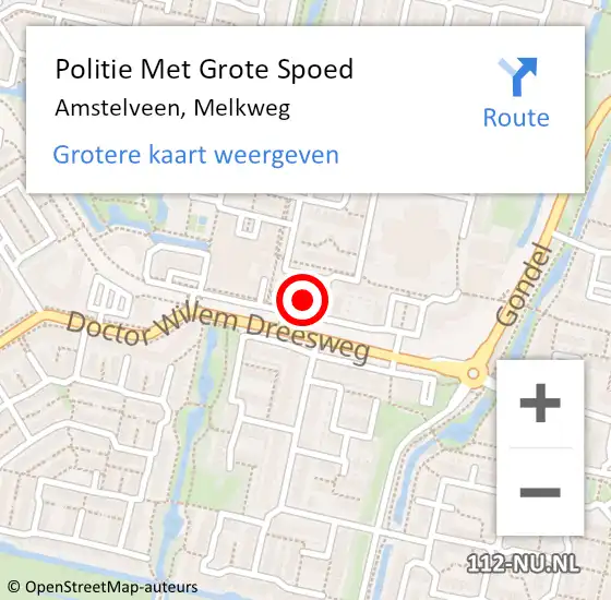 Locatie op kaart van de 112 melding: Politie Met Grote Spoed Naar Amstelveen, Melkweg op 9 september 2024 16:14