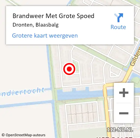 Locatie op kaart van de 112 melding: Brandweer Met Grote Spoed Naar Dronten, Blaasbalg op 9 september 2024 16:22