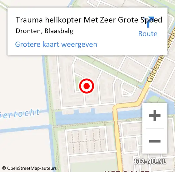 Locatie op kaart van de 112 melding: Trauma helikopter Met Zeer Grote Spoed Naar Dronten, Blaasbalg op 9 september 2024 16:24