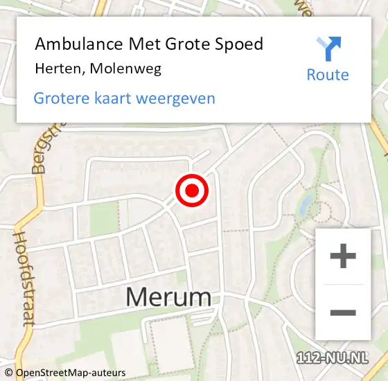 Locatie op kaart van de 112 melding: Ambulance Met Grote Spoed Naar Herten, Molenweg op 9 september 2024 16:25