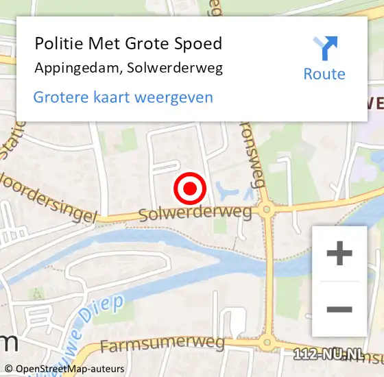 Locatie op kaart van de 112 melding: Politie Met Grote Spoed Naar Appingedam, Solwerderweg op 9 september 2024 16:32