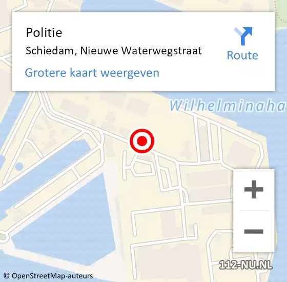 Locatie op kaart van de 112 melding: Politie Schiedam, Nieuwe Waterwegstraat op 9 september 2024 16:36