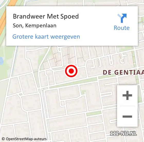 Locatie op kaart van de 112 melding: Brandweer Met Spoed Naar Son, Kempenlaan op 9 september 2024 16:56