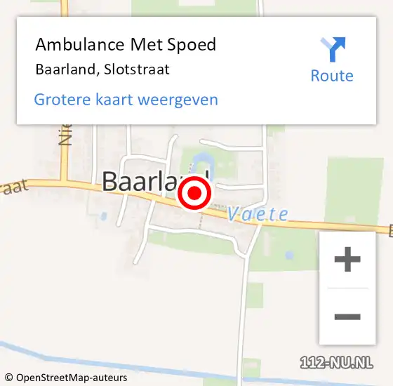 Locatie op kaart van de 112 melding: Ambulance Met Spoed Naar Baarland, Slotstraat op 19 oktober 2014 14:45