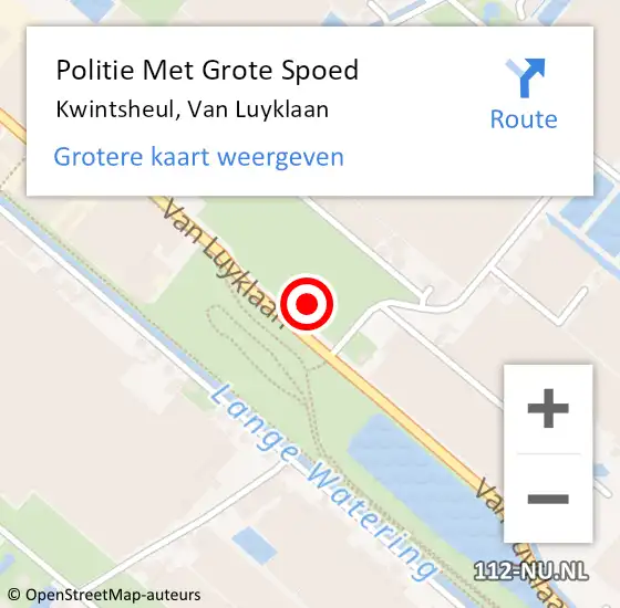 Locatie op kaart van de 112 melding: Politie Met Grote Spoed Naar Kwintsheul, Van Luyklaan op 9 september 2024 17:15