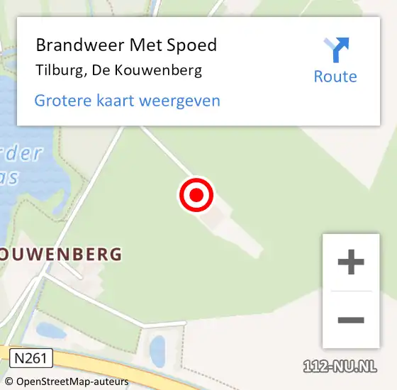 Locatie op kaart van de 112 melding: Brandweer Met Spoed Naar Tilburg, De Kouwenberg op 9 september 2024 17:16