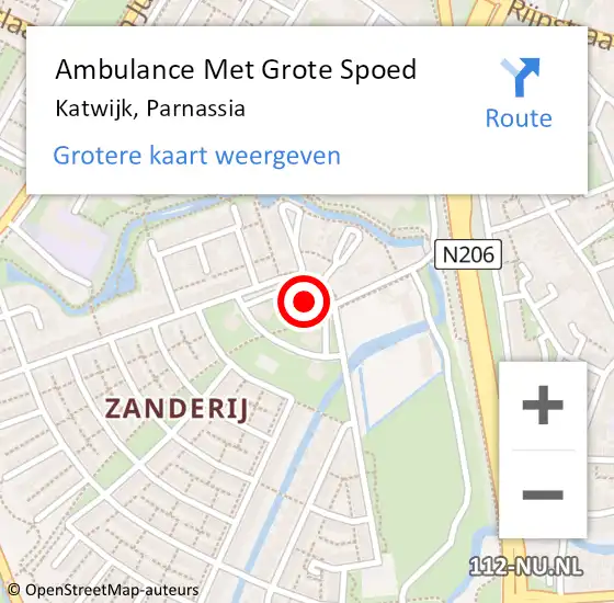 Locatie op kaart van de 112 melding: Ambulance Met Grote Spoed Naar Katwijk, Parnassia op 9 september 2024 17:20