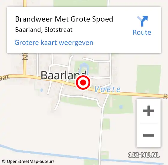 Locatie op kaart van de 112 melding: Brandweer Met Grote Spoed Naar Baarland, Slotstraat op 19 oktober 2014 14:47