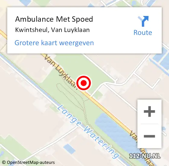 Locatie op kaart van de 112 melding: Ambulance Met Spoed Naar Kwintsheul, Van Luyklaan op 9 september 2024 17:32