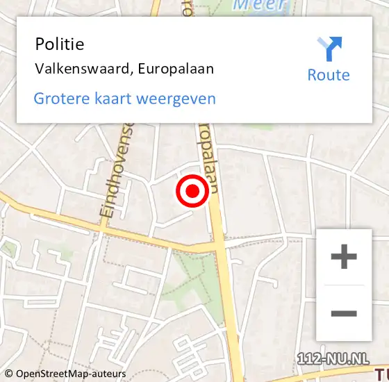 Locatie op kaart van de 112 melding: Politie Valkenswaard, Europalaan op 9 september 2024 17:34