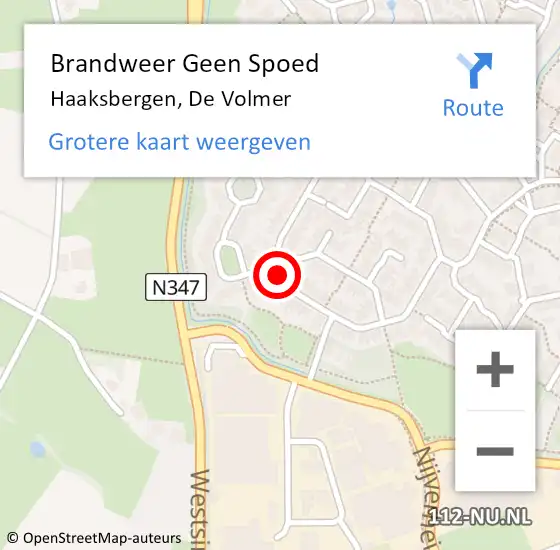 Locatie op kaart van de 112 melding: Brandweer Geen Spoed Naar Haaksbergen, De Volmer op 9 september 2024 17:42